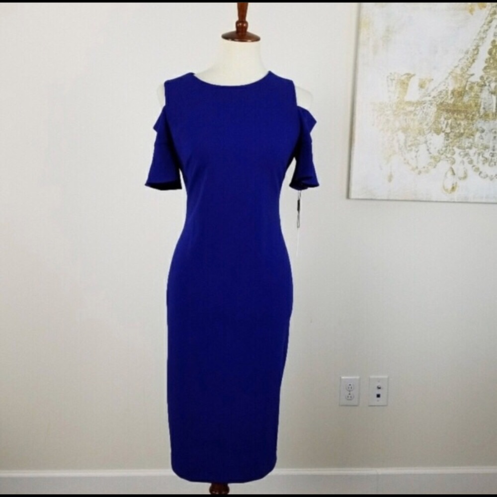 Royal Blue Cold Shoulder Dress
